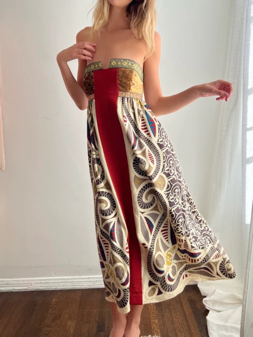 Nicole Miller Collection Silk column maxi dress